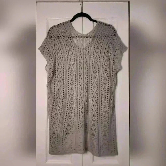 Grey | Crochet Knitted | Tassel Tie | Tunic| Beachwear | Swimsuit Coverup | OS - Picture 5 of 7